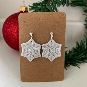 Handmade polymer clay snowflake holiday earrings polymer clay earrings